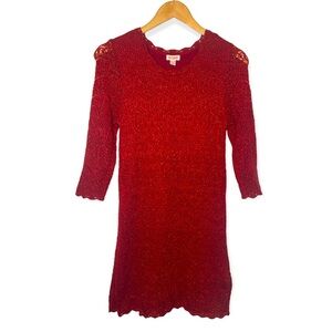 Cat And‎ Jack Red Holiday Dress Crochet Exterior Red Lining Girls Sz XL​​
